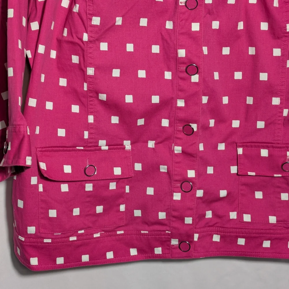 Women's CJ Banks Barbiecore Pink Light-weight Cotton‎ Jacket, Summer Sz 2X
